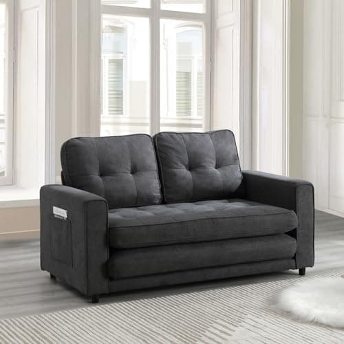 Convertible Loveseat Sleeper Couch with Legs and Back Cushion