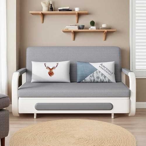 ZioSofa Extendable Sofa Bed with Storage, Dark Grey and White