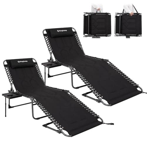 KingCamp Oversize Padded Folding Chaise Lounge Chair for Outdoor Use