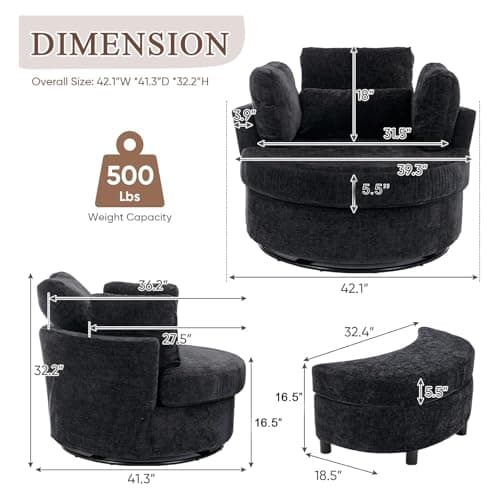 Modern Swivel Barrel Accent Chair for Nursery, Living Room, Office, Bedroom, Hotel