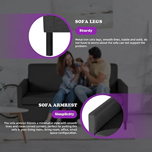 TYBOATLE Dark Grey Modern 51" Small Loveseat Sofa for Living Room & Bedroom