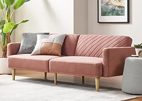 Mopio Mocha Brown Premium Velvet Futon Sofa Bed