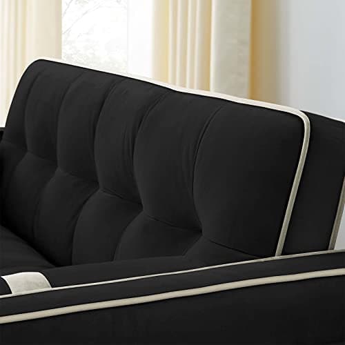 JEEOHEY 55" Tufted Velvet Sleeper Sofa Bed, Black Small Space Convertible Couch