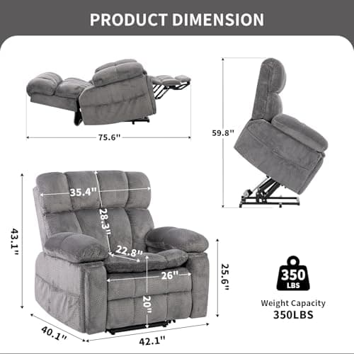 Zero Gravity Dual Motor Recliner with Heat Massage for Elderly