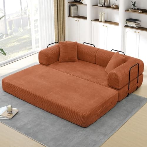 JEEOHEY Convertible Sofa Bed, Queen Size Memory Foam Couch for Living Room & Bedroom, Black
