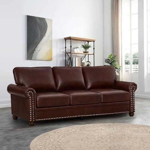 Modern Faux Leather Sofa with Storage - Burgundy