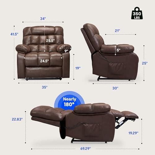 FLEXISPOT XL51 Dual Motor Lift Recliner Chair for Elderly Brown  
FLEXISPOT XL51 Lay Flat Recliner with Massage & Heat for Elderly Brown  
FLEXISPOT XL51 Electric Recliner Sofa with USB Ports for Living Room Bedroom Brown
