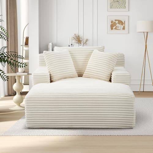 Oversized Chaise Lounge Chair for Indoor Use in White
