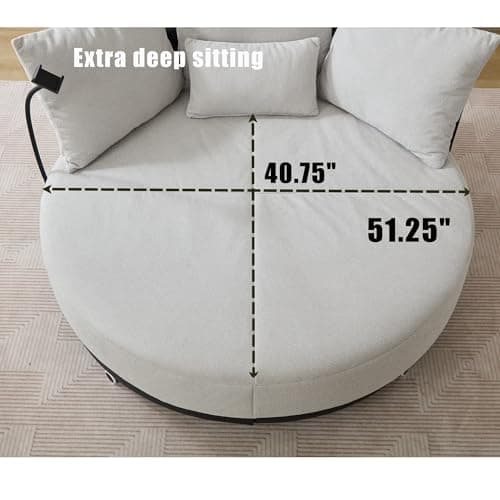 ZeHuoGe 52.75" Oversized Round Swivel Chair with Phone Stand