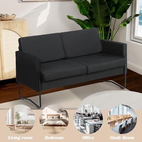Comfy Black Couch Sofa with 2 USB Ports for Bedroom Teens
