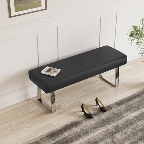 Indoor Corner Upholstered Bench with Metal Legs for Entryway and Living Room