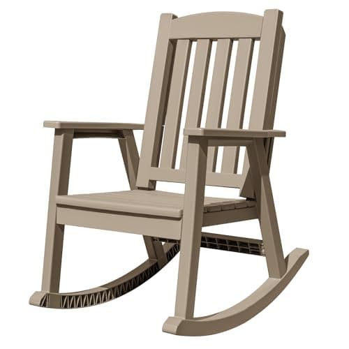Devoko HDPE Outdoor Rocking Chair, Black, High Back, All Weather