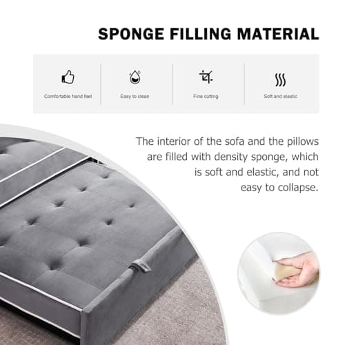 3-in-1 Pull-Out Sofa Bed with Adjustable Backrest - Grey