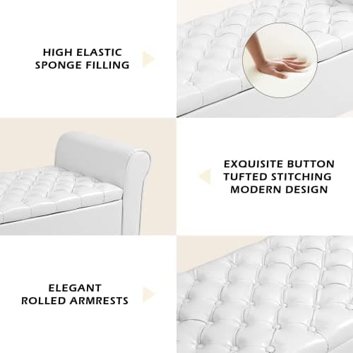 Leather Upholstered Ottoman with Storage for Living Room