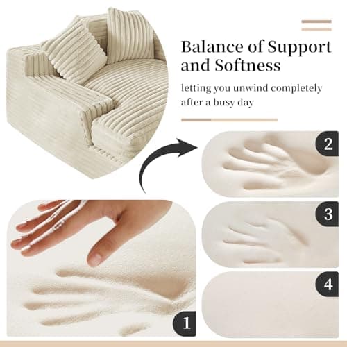 Oversized Chaise Lounge Sofa Bed, 48" Upholstered with 2 Throw Pillows