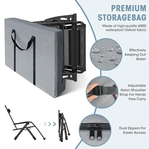 XXL Oversized Zero Gravity Chair with Footrest & Storage, 500lbs Capacity