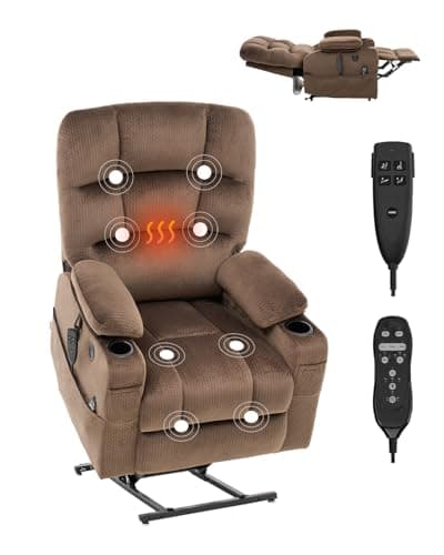 VEVOR Electric Recliner Chair with Heat & Massage (Brown, Large)