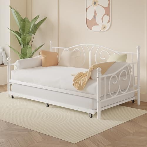 VECELO Twin Daybed with Trundle & Metal Frame, Strong Steel Support