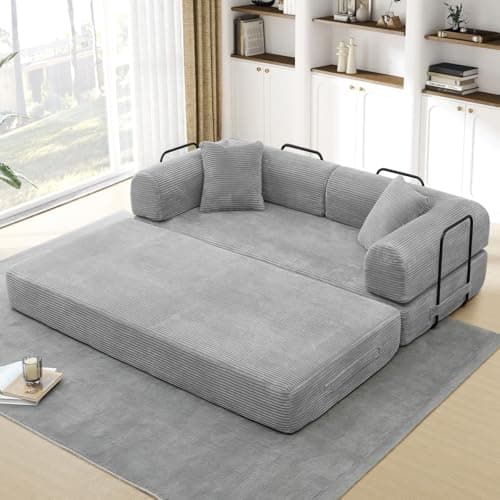 JEEOHEY Convertible Sofa Bed, Queen Size Memory Foam Couch for Living Room & Bedroom, Black