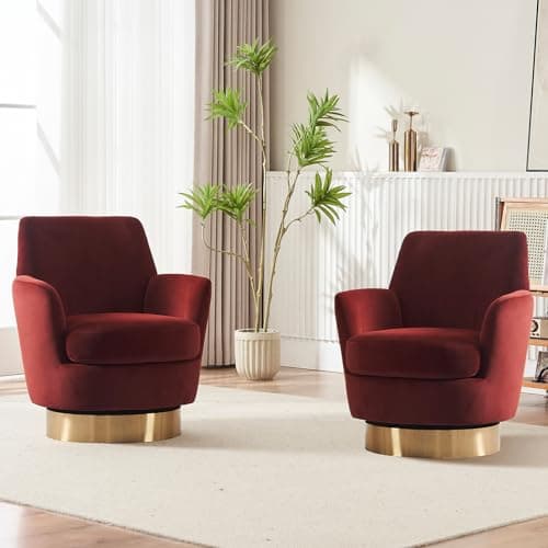 Set of 2 Modern Teddy Upholstered Swivel Chairs for Living Room, White