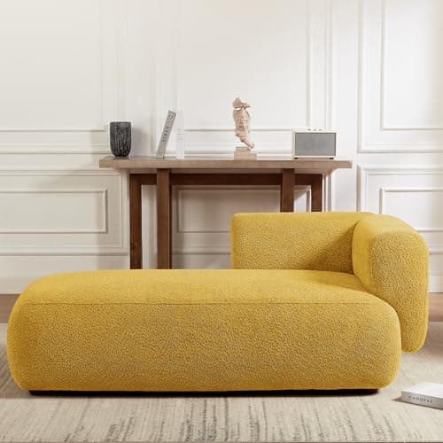 Boucle Cream Upholstered Chaise Lounge for Living Room Bedroom