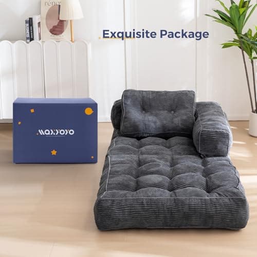 MAXYOYO L-Shaped Foldable Sleeper Sofa Bed, Dark Grey