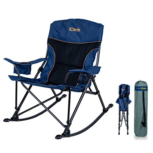 iClimb Heavy Duty Padded Folding Rocking Chair for Patio and Backyard