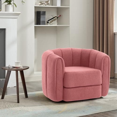 Modern White Swivel Barrel Chair Set of 2 for Living Room or Bedroom