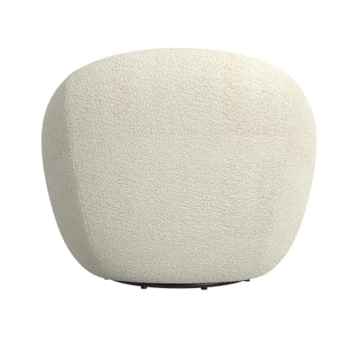 HomePop 360° Swivel Round Barrel Sofa Chair | Living & Bedroom Accent Furniture, White Sherpa