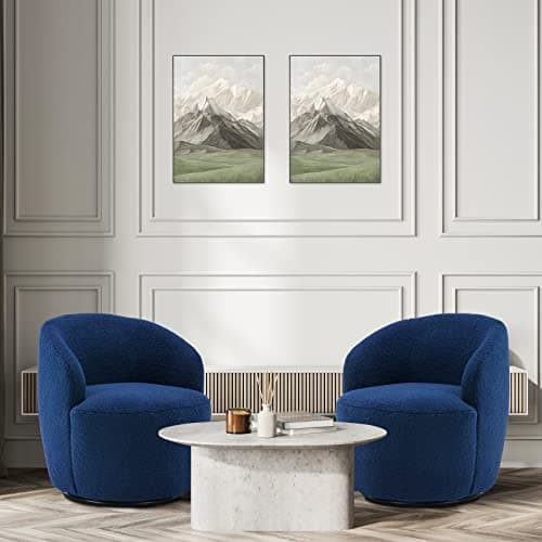 Set of 2 Modern Blue Swivel Chairs for Living Room, Nursery, and Office