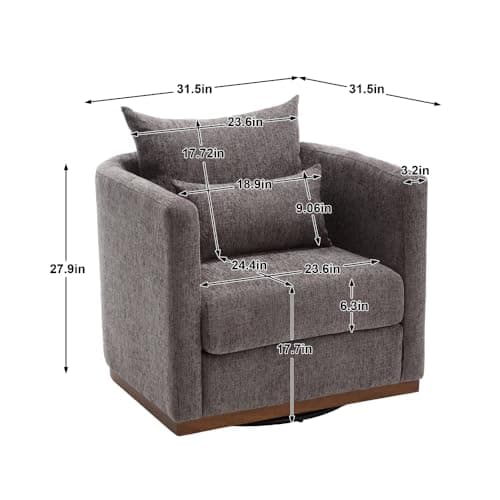 Dark Gray Chenille 360 Degree Swivel Arm Chair