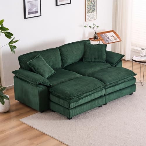 Oversized Corduroy Chaise Lounge Chair, Green, Perfect for Living Room, Bedroom, Office