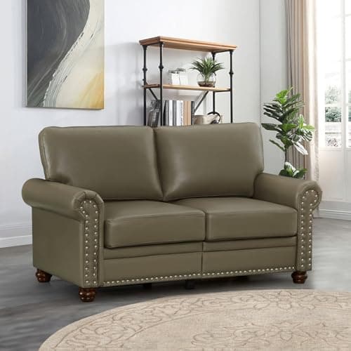 Modern Loveseat with Storage, Faux Leather Sofa
