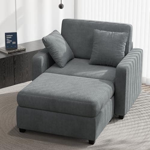 Apicizon Green Indoor 42" Sleeper Chaise Lounge Chair with Pillows and Armrests