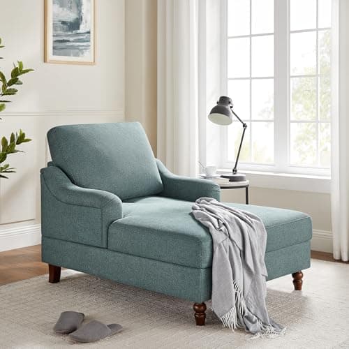 Beige White Adjustable Backrest Chaise Lounge Chair with Armrests