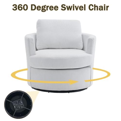 Beige 360 Swivel Corduroy Chair for Living Room, Nursery & Leisure