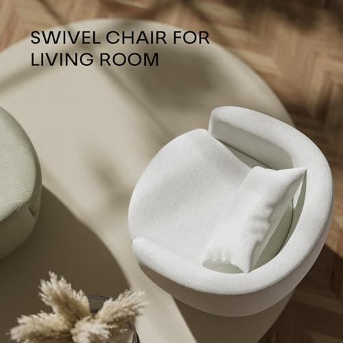 Boucle Swivel Barrel Chair, Modern Fabric 360 Degree Accent Chairs