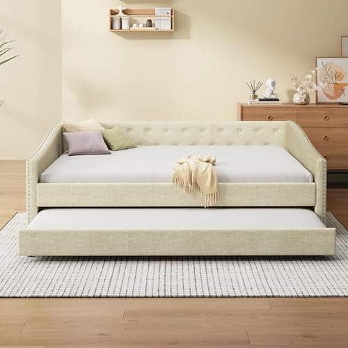 Full Size Upholstered Day Bed with Drawers & Tufted Back, Dark Grey