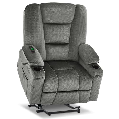 Large Power Lift Recliner Chair with Massage, Heat for Big and Tall Elderly - Grey