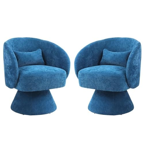 KIVENJAJA Teddy White Swivel Armchair with Pillow for Living Room