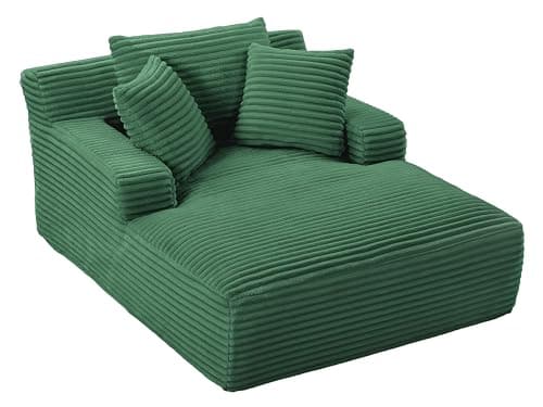 49.2" Full Foam Oversized Chaise Lounge Chair, Cozy Corduroy Upholstered Sleeper Sofa