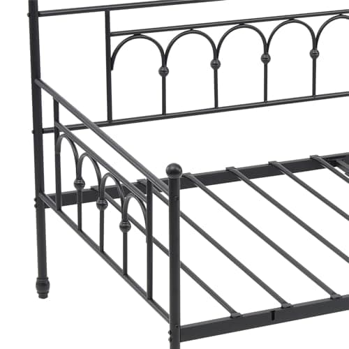Vintage Twin Day Bed with Pop Up Trundle, Space-Saving Metal Frame for Adults