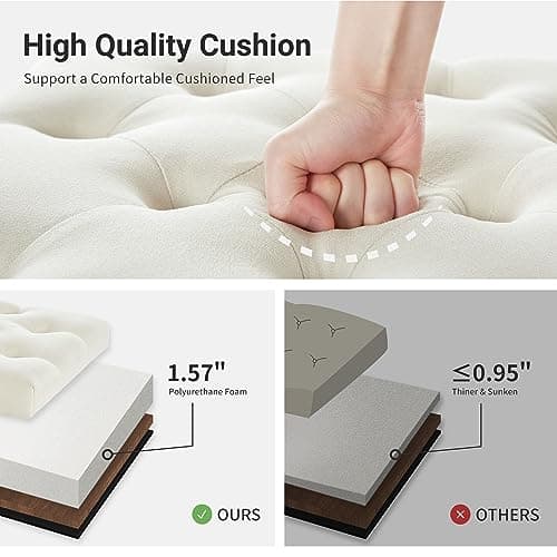 Ivory Upholstered Storage Ottoman Bench with Large Blanket Storage (50.2")