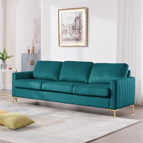 65 Velvet Love Seat Sofa, Mid Century Modern Small Couch for Living Room, Office, Bedroom, Apartment.