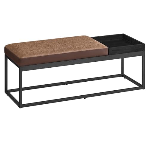 SONGMICS HOME LUIZ Collection - Reversible Ottoman Bench, Walnut Brown, Max 660 lb Load