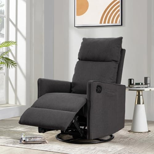 Swivel Rocker Recliner Chair for Living Room - Dark Grey