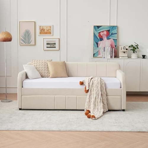 Twin Velvet Daybed with Pop-up Trundle & USB Port, Space-Saving & Easy Assembly