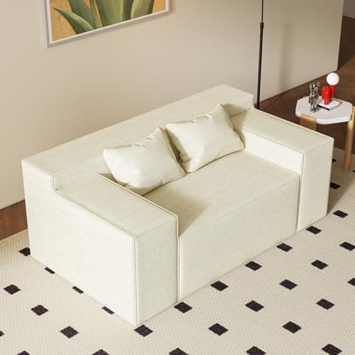 Modern Loveseat Sofa with Sleeper Function and Cat-Scratch Resistant Fabric, No Assembly Required - Beige Color