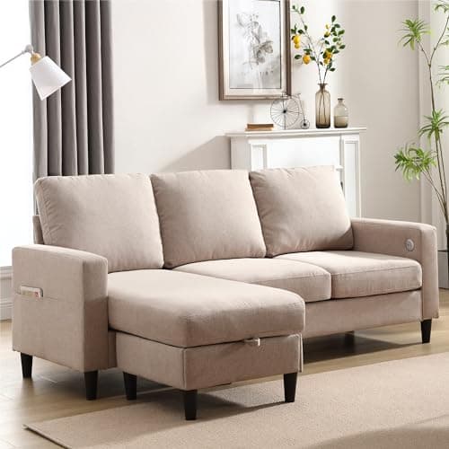 Convertible Sectional L-Shaped Couch for Small Living Spaces