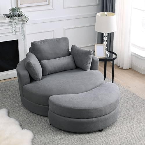 Oversized Swivel Accent Chair for Living Room Bedroom Hotel Office - Beige Boucle
